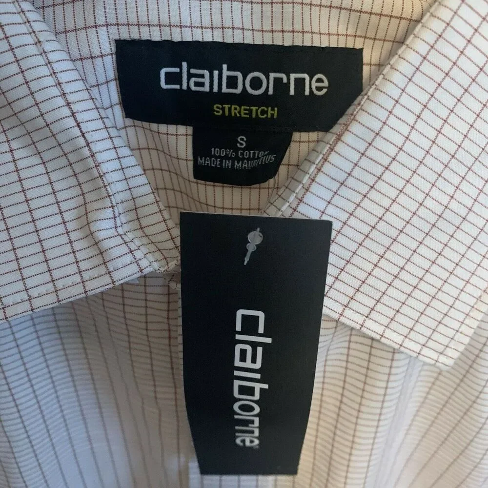 Claiborne Long Sleeve Stretch Button Down Dress Shirt Plaid Size Small New - Picture 5 of 5